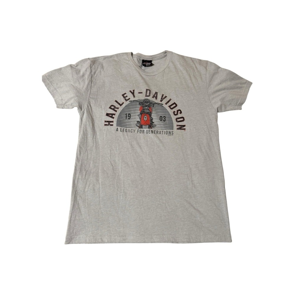 Harley Davidson T Shirt Mens L Gray Shoreline West Long Branch NJ Dealer Tee